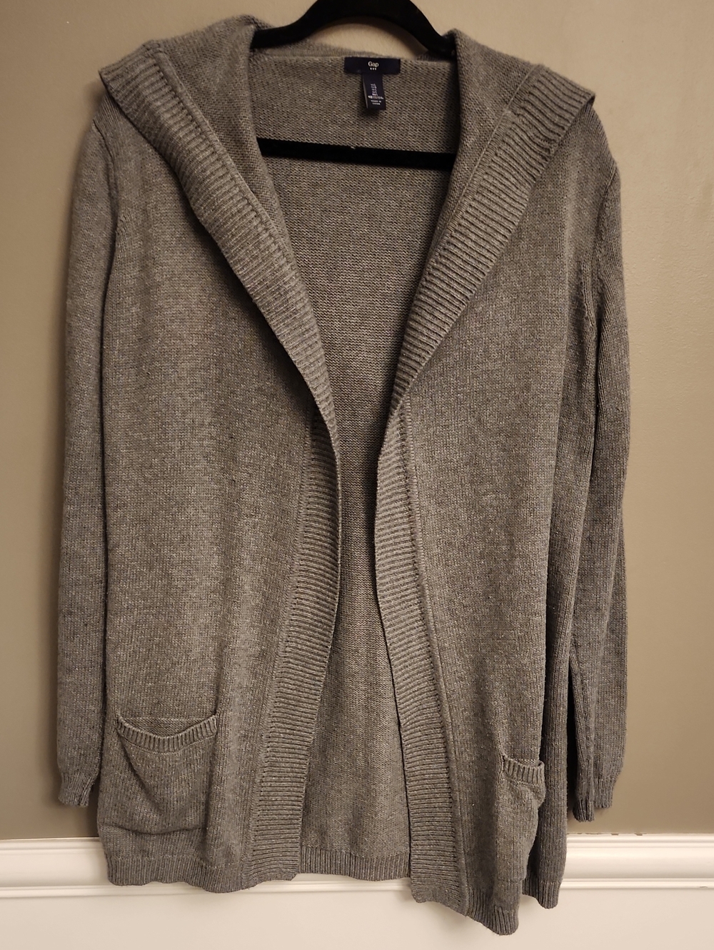 Gap Gray Open Front Hooded Cardigan
